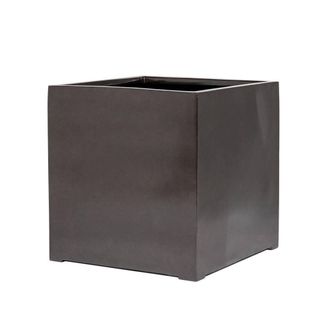 PRIMROSE Metallic grey Polystone Square Cube Planter 70cm