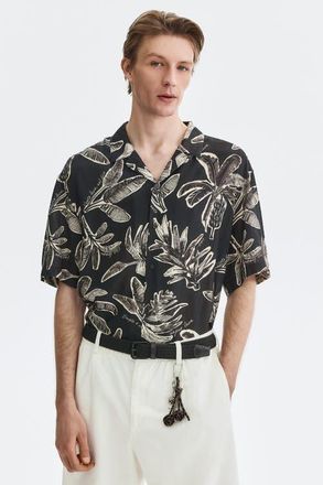 H&M Relaxed-fit resort shirt in Black/patterned at Nordstrom, Size Xx-Large