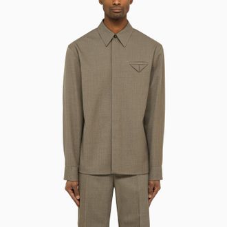 Bottega Veneta Camicia in twill di lana grigia