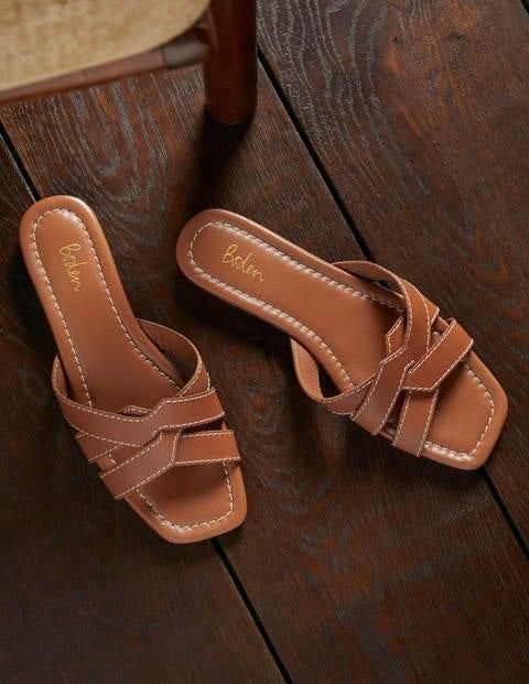 Geometric Flat Slides Tan Women Boden
