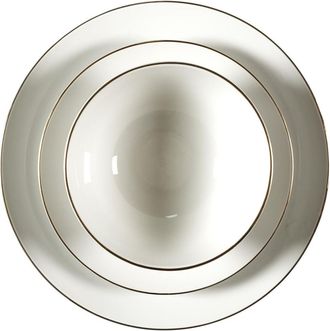 OEM Vajilla Erina De 12 Piezas, Blanca Y Dorada