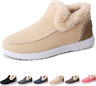 Generic Cozy Orthopedic Fleece Slip-On Boots, Winter Warm Plush Lined Non-Slip Comfort Shoes, for Men and Women (White,11.5)
