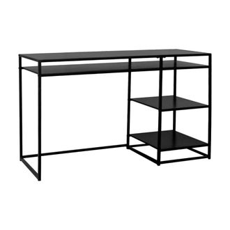 Sweeek Escritorio con dos estantes en metal negro