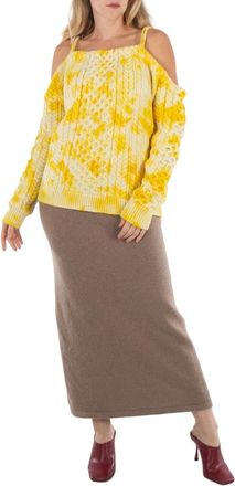 J.W.Anderson Ladies Yellow Cold Shoulder Cable Jumper, Size X-Small