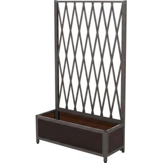 Hhg [NON UTILIZZATO] Aiuola rialzata HHG-577, fioriera/vaso da fiori, graticcio, per rampicanti, alluminio 152x90x35 cm, grigio