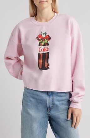 Junk Food Diet Coke Bottle Bow Fleece Sweatshirt in Light Pink at Nordstrom Rack, Size Large