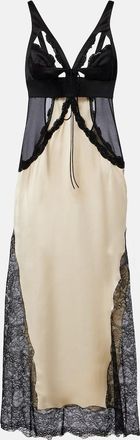 The Attico Cutout lace-trimmed satin midi dress