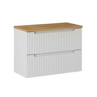 Petits Meubles Mueble bajo lavabo 80cm 2 cajones paneles de melamina y mdf blanco