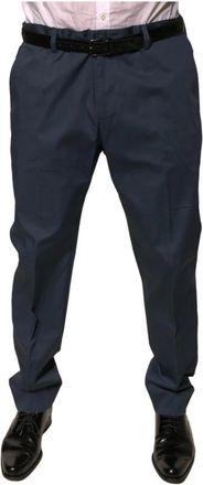 Dolce & Gabbana Skinny Pantalon - Heren - Nette broeken - Blauw - 4XL - Katoen - Broeken
