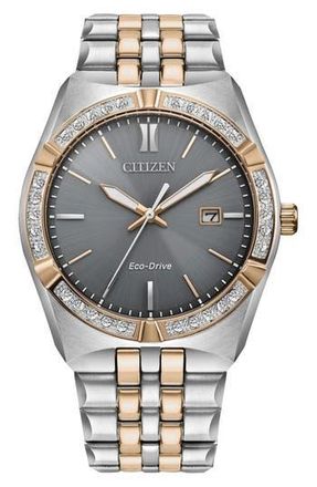 Citizen Diamond Two-Tone Eco-Drive Bracelet Watch, 40mm x 10mm in Two Tone at Nordstrom Rack