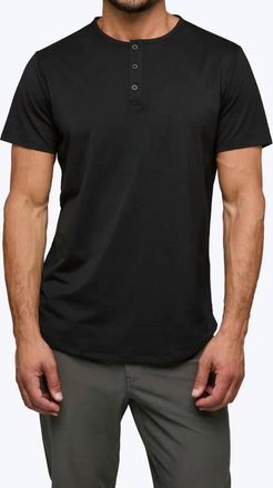 Cuts Ao Henley Curve-Hem Short-Sleeve Shirt In Black