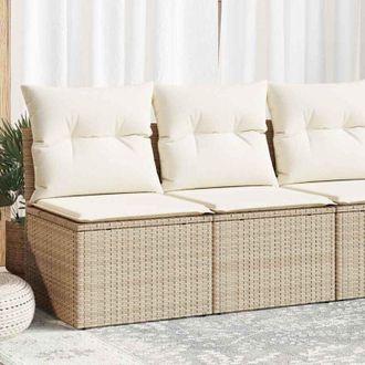 vidaXL Set Divano da Giardino 2 pz con Cuscini Beige Polyrattan Acacia - Vidaxl
