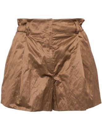Shiatzy Chen Plenteous crease-effect shorts - Brown
