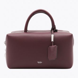 Max Mara Dark Red Leather Holdallm Top Handle Bag