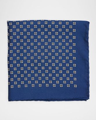 Brunello Cucinelli Mens Geometric Silk Pocket Square