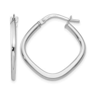 Diamond2Deal 10K White Gold Square Shape Hoop Earrings
