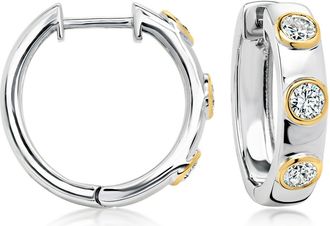 Ross-Simons Lab-Grown Diamond Hoop Earrings in Sterling Silver and 18kt Gold Over Sterling