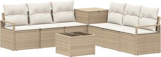 vidaXL Juego De Sof&aacute; 8 Uds. Beige Y Blanco Crema Vidaxl