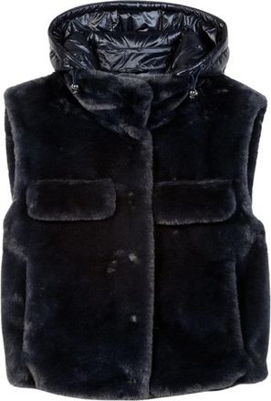 Luisa Cerano Gilet in imitatiebont - Dames - Bodywarmers - Blauw - L - Polyester - Jassen