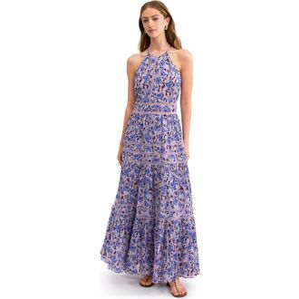 Rebecca Taylor Daphne Crinkle Dress in Iris Multi at Nordstrom, Size 4