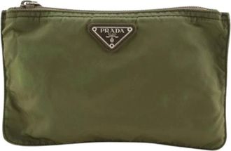Prada Pre-owned Pouch - Dames - Vintage Clutch - Groen - ONE Size - Nylon - Vintage