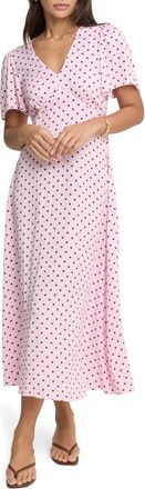Nobody's Child Atlas Polka Dot Midi Dress in Pink at Nordstrom, Size 12