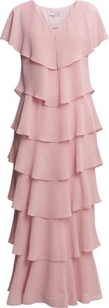 Gina Bacconi Womens Areka Tiered Maxi Dress - Rose - Size 12 UK