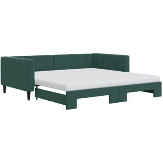 vidaXL Vidaxl - Sof&aacute; Cama Nido Con Colch&oacute;n Terciopelo Verde Oscuro 100x200 Cm