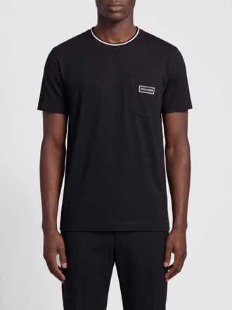 Dolce & Gabbana T-shirt in cotone con tasca a toppa e profili a contrasto
