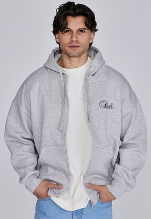 Siksilk Hombres Gris Jaspeado Essentials Sudadera con Cremallera Completa y Capucha XXL