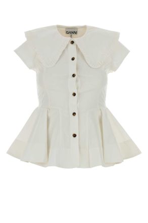 Ganni White Stretch Poplin Shirt