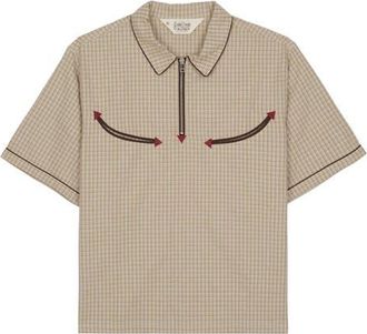 Brain Dead Check Western Shirt in Taupe at Nordstrom, Size Xx-Large