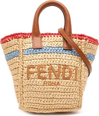 Fendi Pre-owned Fendi Mini Raffia Soft Sunshine Shopper Tote 8BS078 AP9M 238-0059