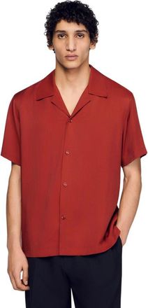 Sandro Loose-fit shark collar shirt in Terracotta at Nordstrom, Size Xx-Large