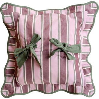 TBCo Cotton Stripe Bow Pillowcase in Pink Stripe at Nordstrom, Size 2Ft 0In X 2Ft 0In