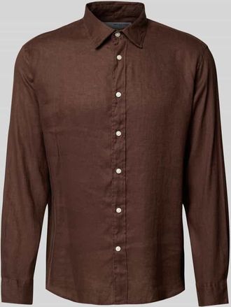 Selected Loose Fit Freizeithemd aus reinem Leinen Modell REGKYLIAN in Dunkelbraun, Gr&ouml;&szlig;e XL