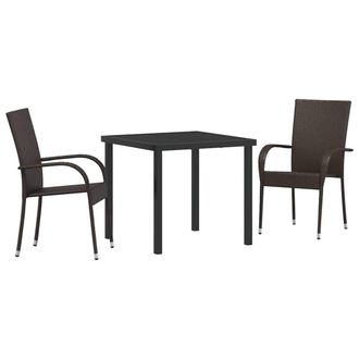 Berkfield Home 3 Piece Garden Dining Set Brown Poly Rattan