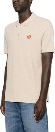 Maison Kitsun&eacute; Tops, Heren, Beige, XL, Katoen, Fox Head Regular Polo