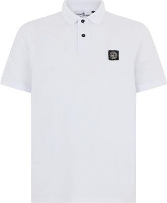 Stone Island White Shirt Collar Polos
