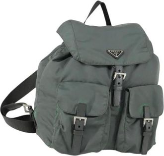 Prada Pre-owned Backpacks, female, Green, Size: ONE SIZE Pre-owned Vintage Nylon Backpack