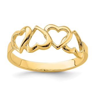 Diamond2Deal 14k Yellow Gold Polished Heart Ring