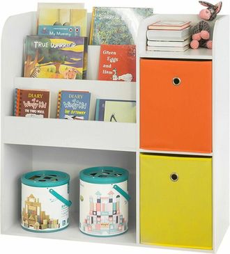 SoBuy Organizador De Juguetes Estanter&iacute;a Infantil Con Cajas De Colores Estanter&iacute;a De Almacenamiento Multifuncional Con 2 Cajas 89 X 35 X 88 Cm Kmb37-w Sobuy