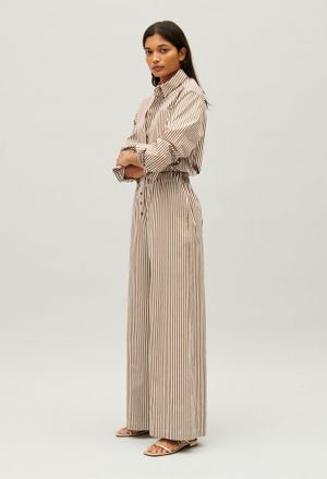 Claudie Pierlot Pantalon rayures bronze