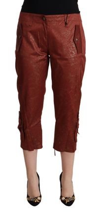 Just Cavalli Lurex Mid Waist Cotton Cropped Capri Womens Pants