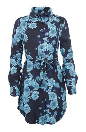 Lords of Harlech Dorethy Stretch Viscose Shirt Dress in Serious Floral Navy at Nordstrom, Size Xx-Large