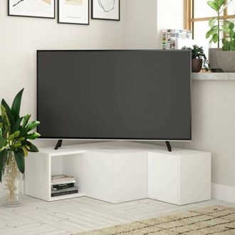 Dmora Dmora - Mueble De Televisi&oacute;n Alya, Aparador De Sal&oacute;n, Mueble Bajo Para Tv, Base De Pared Equipada, 90x92h32 Cm, Blanco, Con Embalaje Reforzado