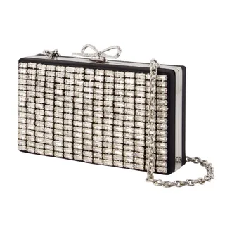 Self Portrait Crystal-Embellished Chainmail Clutch - Silver
