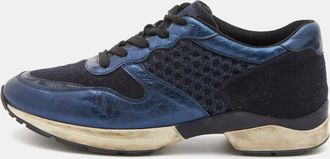 Tod's Tods Navy Blue/black Leather And Mesh Low Top Sneakers