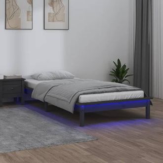 Berkfield Home LED Bed Frame Grey 90x200 cm Solid Wood