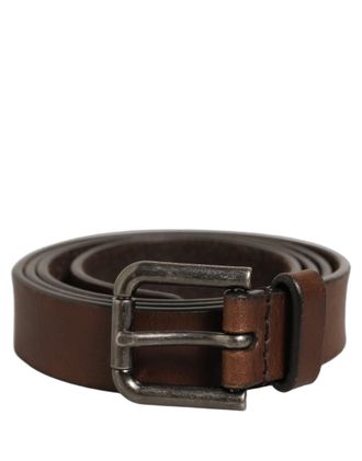 Dolce & Gabbana Leather with Rustic Metal Buckle Belt - Brown